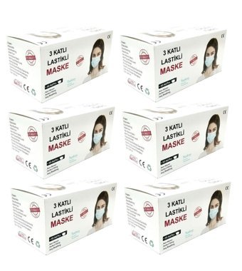 Hayal Tek Kullanımlık 3 Katlı Lastikli Telli 300'lü Yetişkin Maske