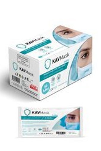 Kavmask Tek Kullanımlık 3 Katlı Lastikli Telli 50'li Yetişkin Ultrasonik Maske Turuncu