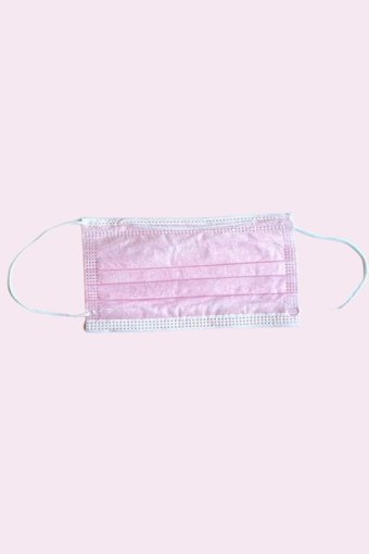Inomask Tek Kullanımlık 3 Katlı Lastikli Telli 50'li Yetişkin Maske Pembe
