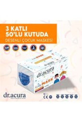 Acura Tek Kullanımlık 3 Katlı Lastikli Telli 50'li Yetişkin Maske Çok Renkli