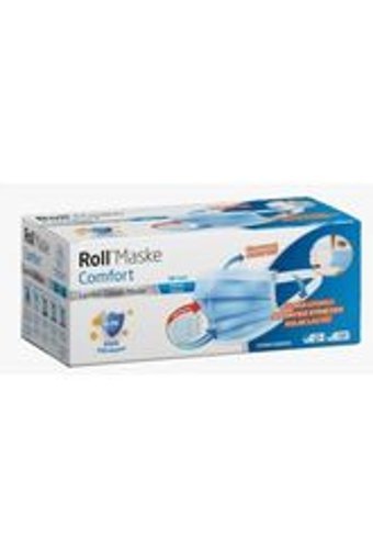 Roll Tek Kullanımlık 3 Katlı Lastikli Telli 10'lu Çocuk Maske Mavi