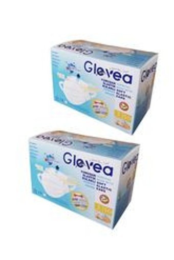 Glovea Tek Kullanımlık 3 Katlı Lastikli Telli 100'lü Yetişkin Cerrahi Maske Beyaz