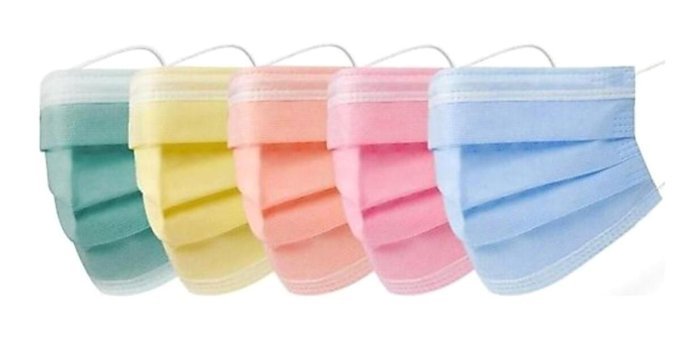 Heal&Feel Tek Kullanımlık 3 Katlı Lastikli Telli 10'lu Yetişkin Maske Çok Renkli
