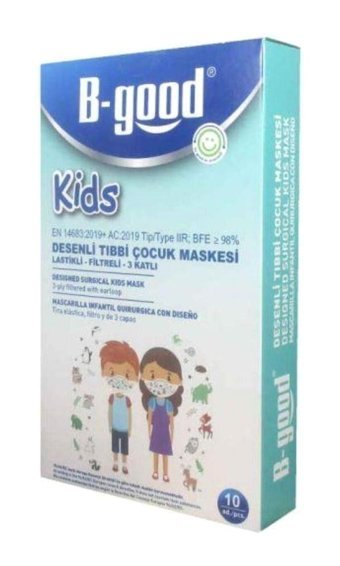 B-Good Tek Kullanımlık 3 Katlı Lastikli Telli 10'lu Çocuk Maske Bej