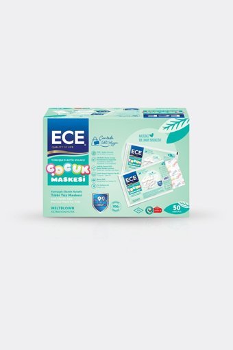 Ece Tek Kullanımlık 3 Katlı Lastikli Telli 50'li Çocuk Maske Çok Renkli