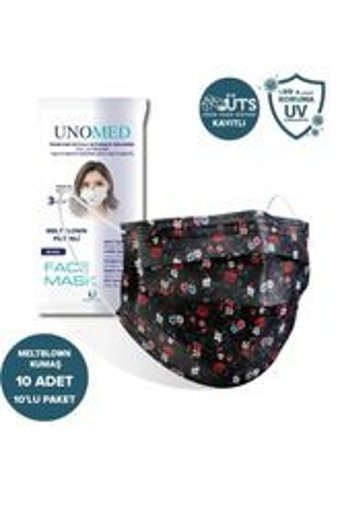 Unomed Tek Kullanımlık 3 Katlı Lastikli Telli 50'li Çocuk Ultrasonik Maske Beyaz