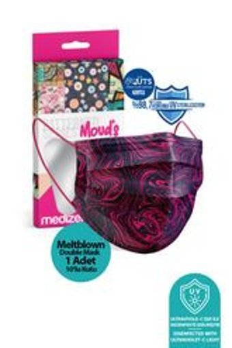 Medizer Tek Kullanımlık 3 Katlı Lastikli Telli 10'lu Yetişkin Ultrasonik Cerrahi Maske Pembe