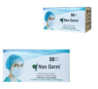 Non Germ Tek Kullanımlık Lastikli Telli 50'li Yetişkin Ultrasonik Maske