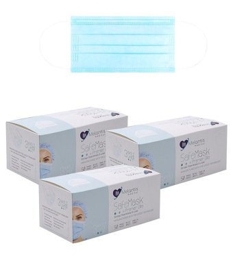Morven Tek Kullanımlık 3 Katlı Lastikli Telli 200'lü Yetişkin Cerrahi Maske