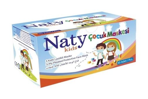 Mutlu Tek Kullanımlık Lastikli Telli 50'li Yetişkin Ultrasonik Cerrahi Maske Kırmızı