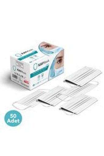 Kavmask Tek Kullanımlık 3 Katlı Lastikli Telli 50'li Yetişkin Maske