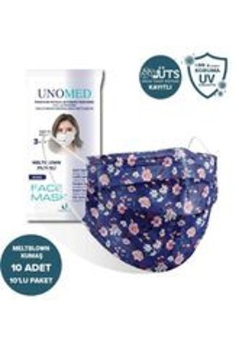 Unomed Tek Kullanımlık 3 Katlı Lastikli Telli 30'lu Çocuk Ultrasonik Cerrahi Maske Mavi