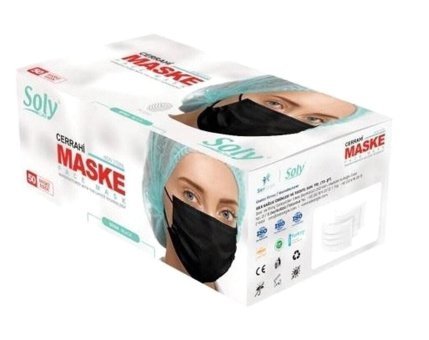 Soly Care Tek Kullanımlık 3 Katlı Lastikli Telli 50'li Yetişkin Ultrasonik Maske Mavi