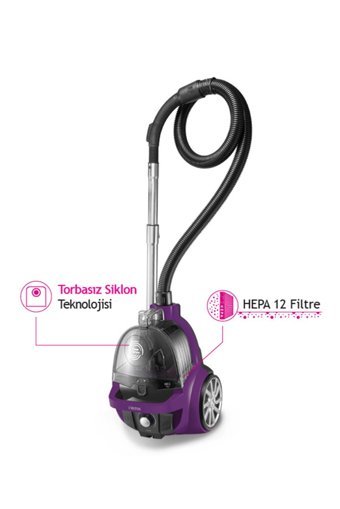 Altus AL 606 SM 890 W Hepa Filtreli 4 lt Kapasiteli Toz Torbasız Süpürge Mor