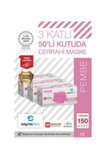 Saytekmed Tek Kullanımlık 3 Katlı Lastikli Telli 90'lı Yetişkin Cerrahi Maske Yeşil