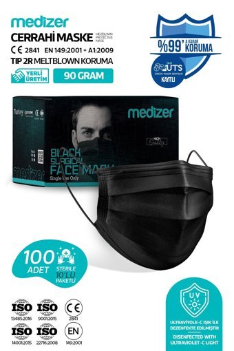 Sabomar Tek Kullanımlık 3 Katlı Lastikli Telli 100'lü Çocuk Ultrasonik Cerrahi Maske Pembe