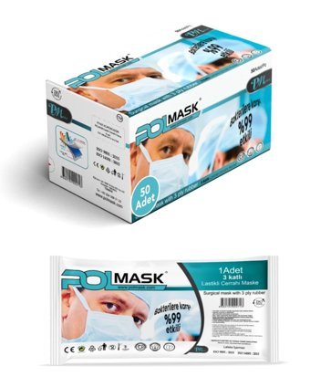 Polmask Tek Kullanımlık 3 Katlı Lastikli Telli 50'li Çocuk Ultrasonik Maske Turuncu