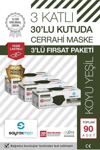 Saytekmed Tek Kullanımlık Lastikli Telli 40'lı Yetişkin Maske Lacivert
