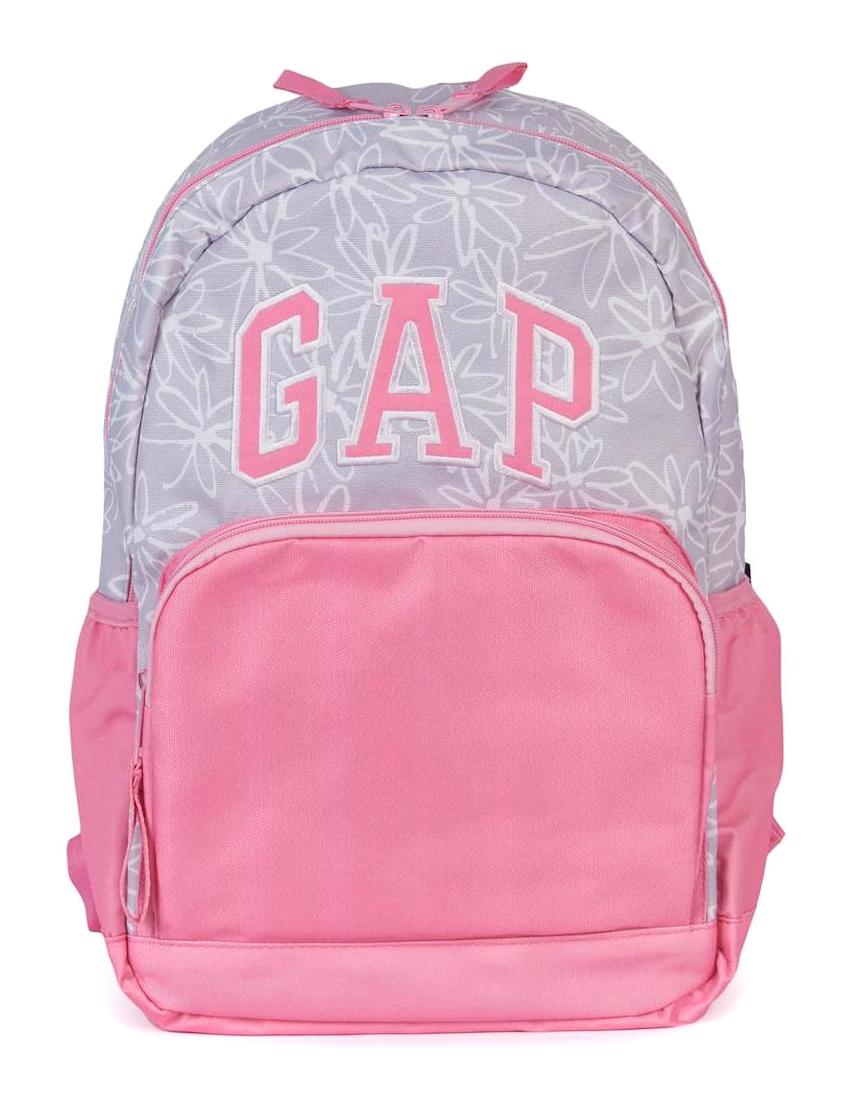 Gap GP75685 Çiçekli Su Geçirmez 2 Gözlü Gri-Pembe Anaokulu Unisex Sırt Çantası