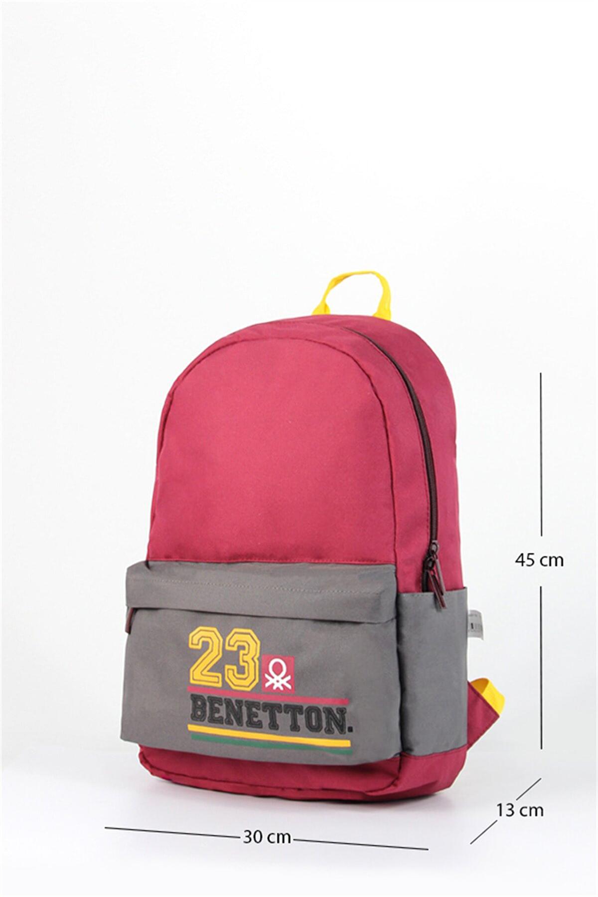 United Colors Of Benetton 76014 Yazılı 2 Gözlü Çok Renkli İlkokul Unisex Sırt Çantası