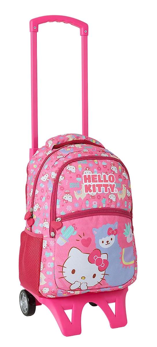 OBM 2221 Hello Kitty Tekerlekli 3 Gözlü Pembe İlkokul Kız Çocuk Çekçekli Çantası