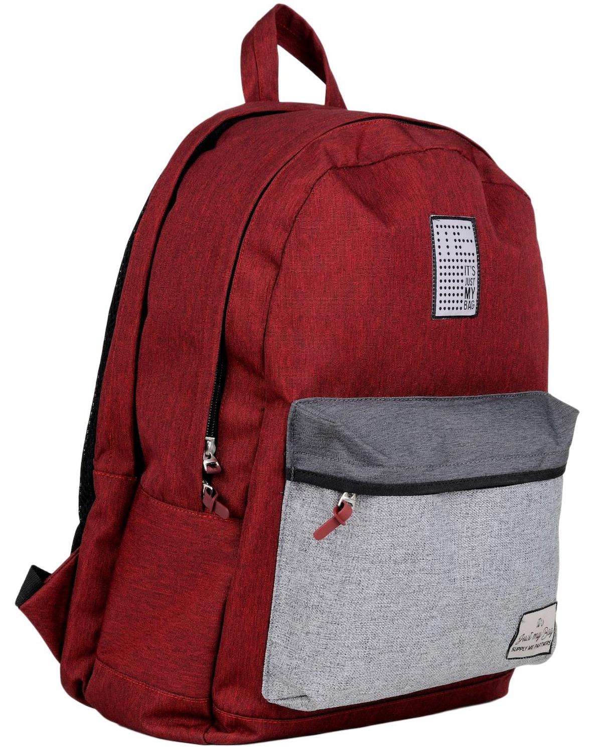 ITS Just MY BAG 10009 2 Gözlü Bordo-Gri İlkokul Unisex Sırt Çantası