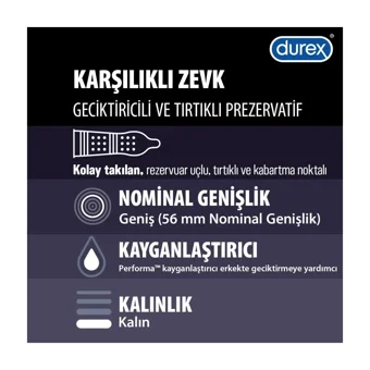 Durex Karşılıklı Zevk Geciktiricili Tırtıklı Prezervatif 20'li