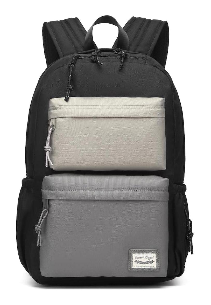 Smart Bags 3155 Çok Gözlü Gri-Siyah Lise-Üniversite Unisex Sırt Çantası