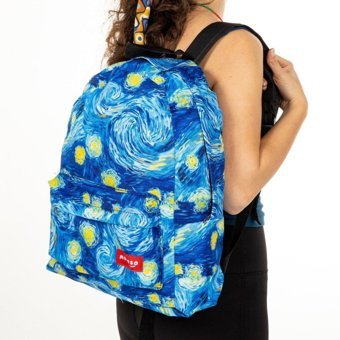 Dream Butik Van Gogh 2 Gözlü Mavi Lise-Üniversite Unisex Sırt Çantası