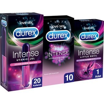 Durex Intense Tırtıklı Prezervatif 10'lu+Jel+Titreşimli Halka