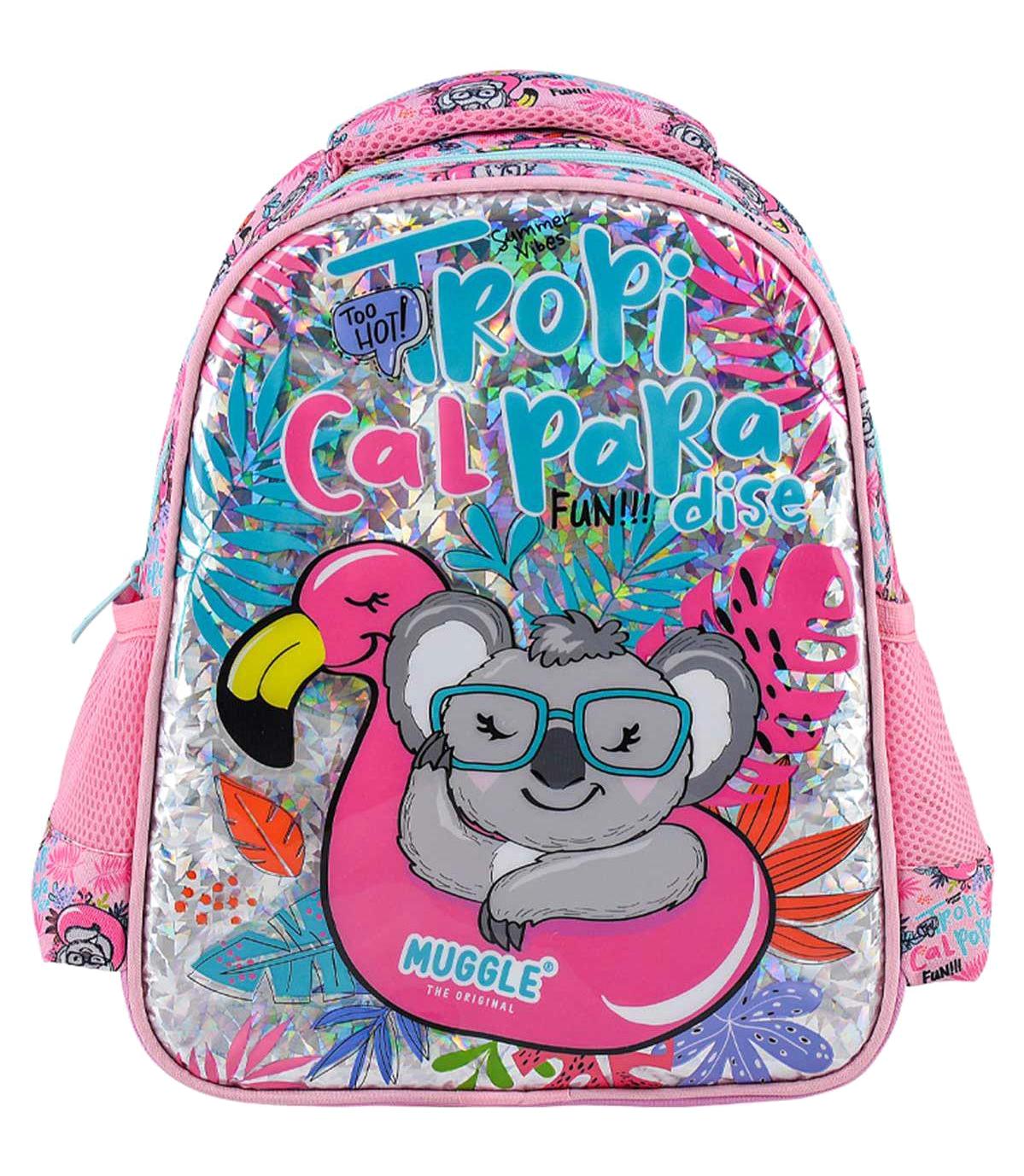 Muggle MU-8928 Koala Hayvan Su Geçirmez 2 Gözlü Pembe İlkokul Kız Çocuk Sırt Çantası