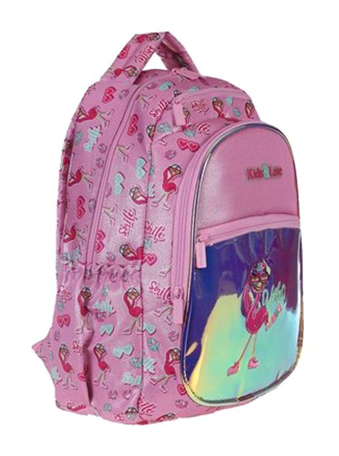 Kaukko L5066 Flamingo Hayvan Kalp 4 Gözlü Pembe İlkokul Kız Çocuk Sırt Çantası