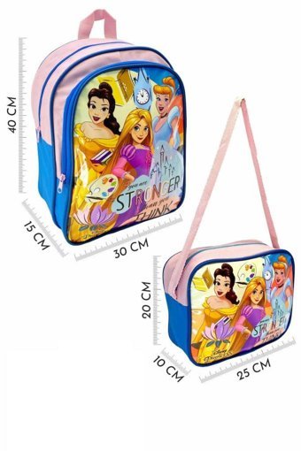 İstisna Disney Prensesleri Su Geçirmez Tek Gözlü Pembe Anaokulu Kız Çocuk Sırt Çantası + Beslenme Çantası
