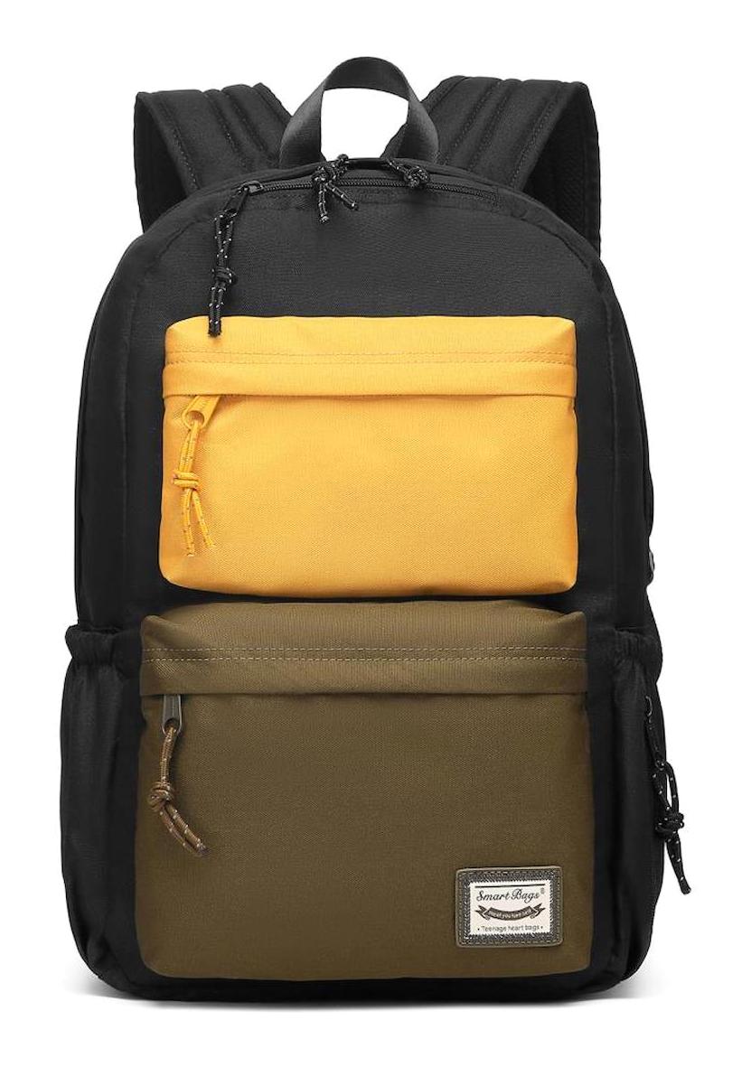 Smart Bags 3155 Çok Gözlü Siyah Lise-Üniversite Unisex Sırt Çantası