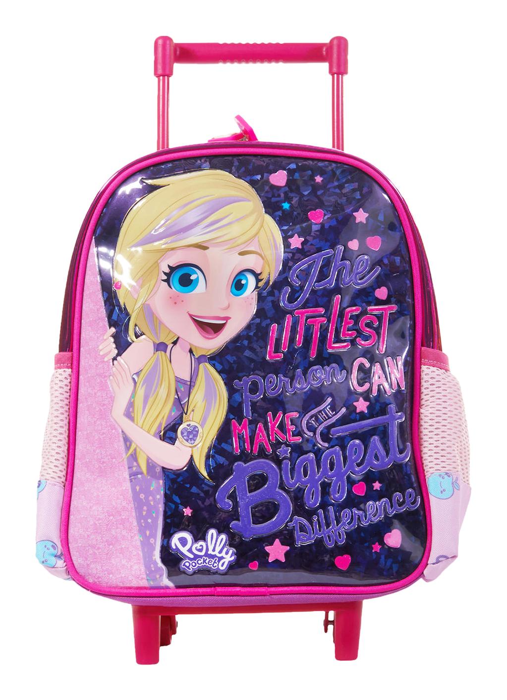 Me Çantam 21471 Polly Pocket Tekerlekli Su Geçirmez Tek Gözlü Pembe Anaokulu Kız Çocuk Çekçekli Çantası