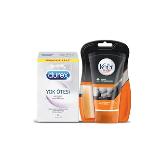 Durex Yok Ötesi Ultra İnce Prezervatif 20'li+Veet Men Duşta Tüy Dökücü Krem 150 ml