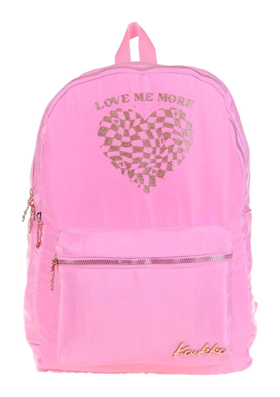 Kaukko K1548 Kalp 3 Gözlü Pembe İlkokul Kız Çocuk Sırt Çantası