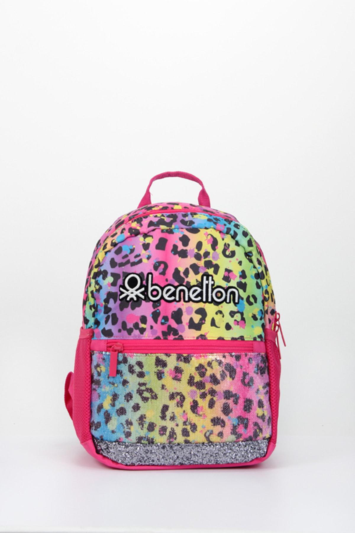 United Colors Of Benetton 76046 Leopar 4 Gözlü Çok Renkli Anaokulu Kız Çocuk Sırt Çantası