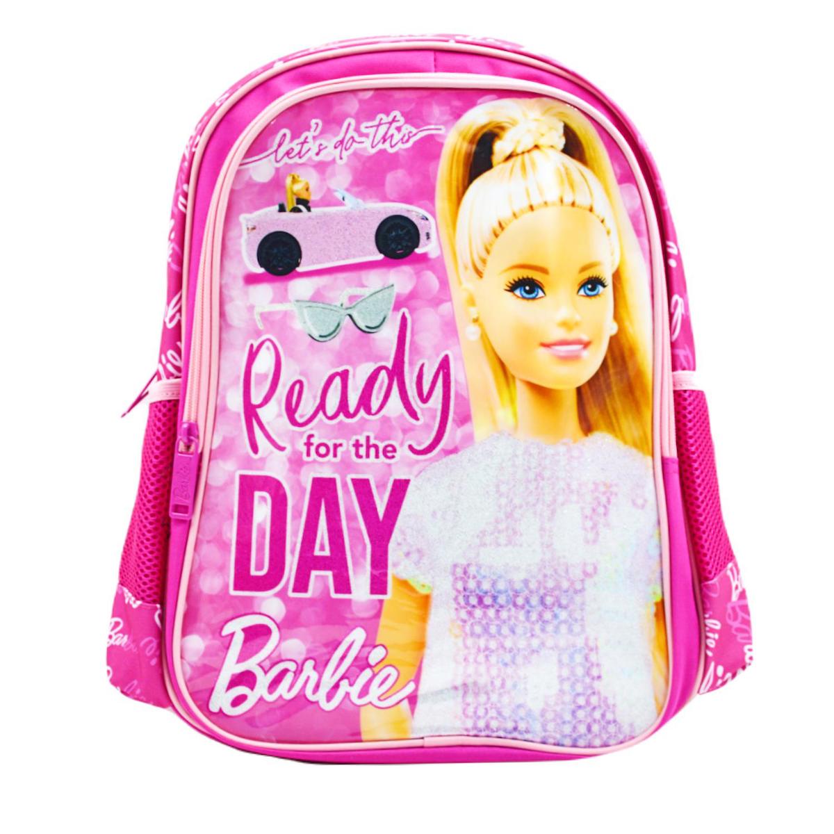 Frocx OTTO-48193 Barbie Mattel Su Geçirmez 2 Gözlü Pembe İlkokul Kız Çocuk Sırt Çantası