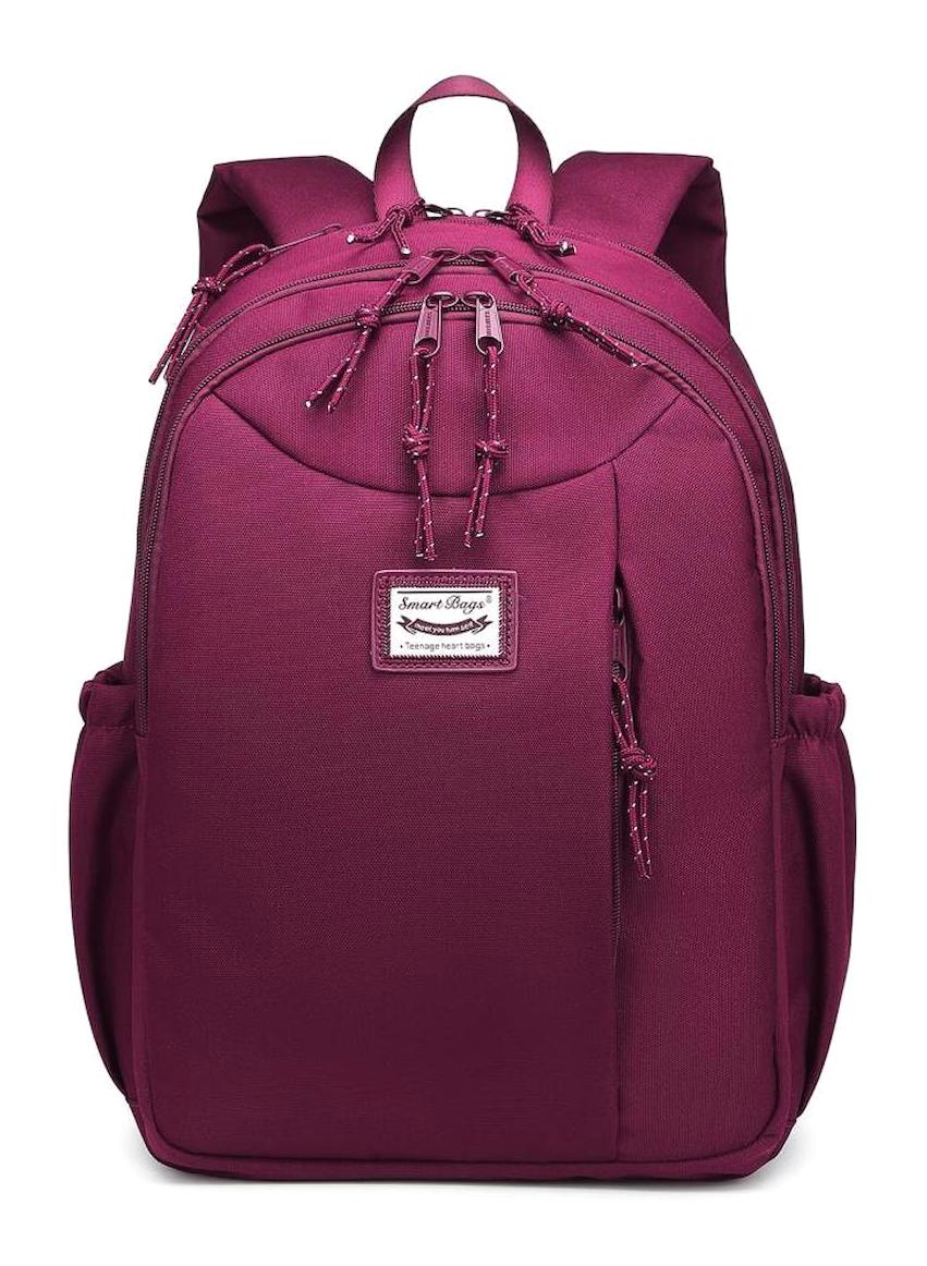 Smart Bags 3200 Çok Gözlü Bordo Lise-Üniversite Kız Çocuk Sırt Çantası