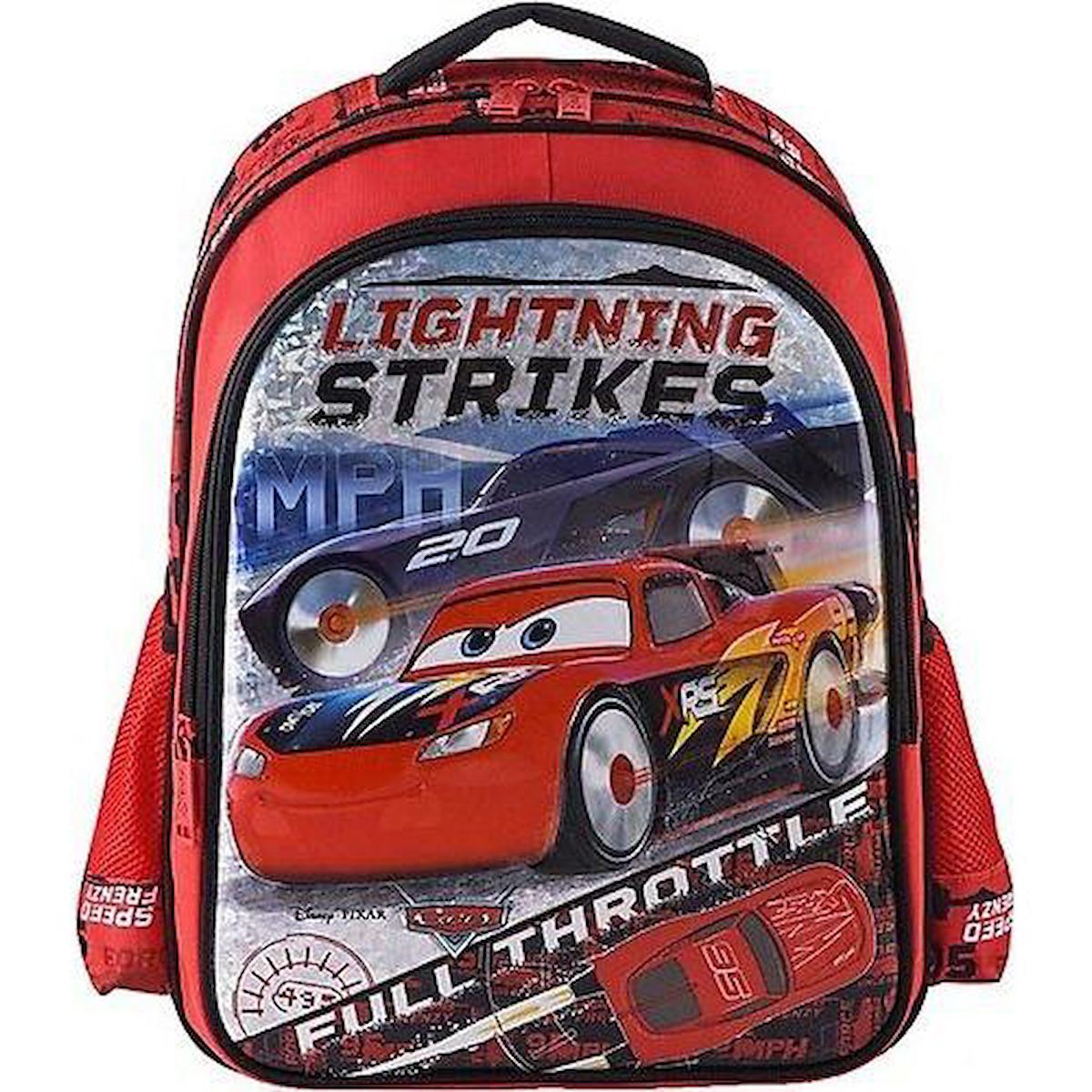 Frocx OTTO-42190 Şimşek Mcqueen Cars Su Geçirmez Tek Gözlü Kırmızı İlkokul Erkek Çocuk Sırt Çantası