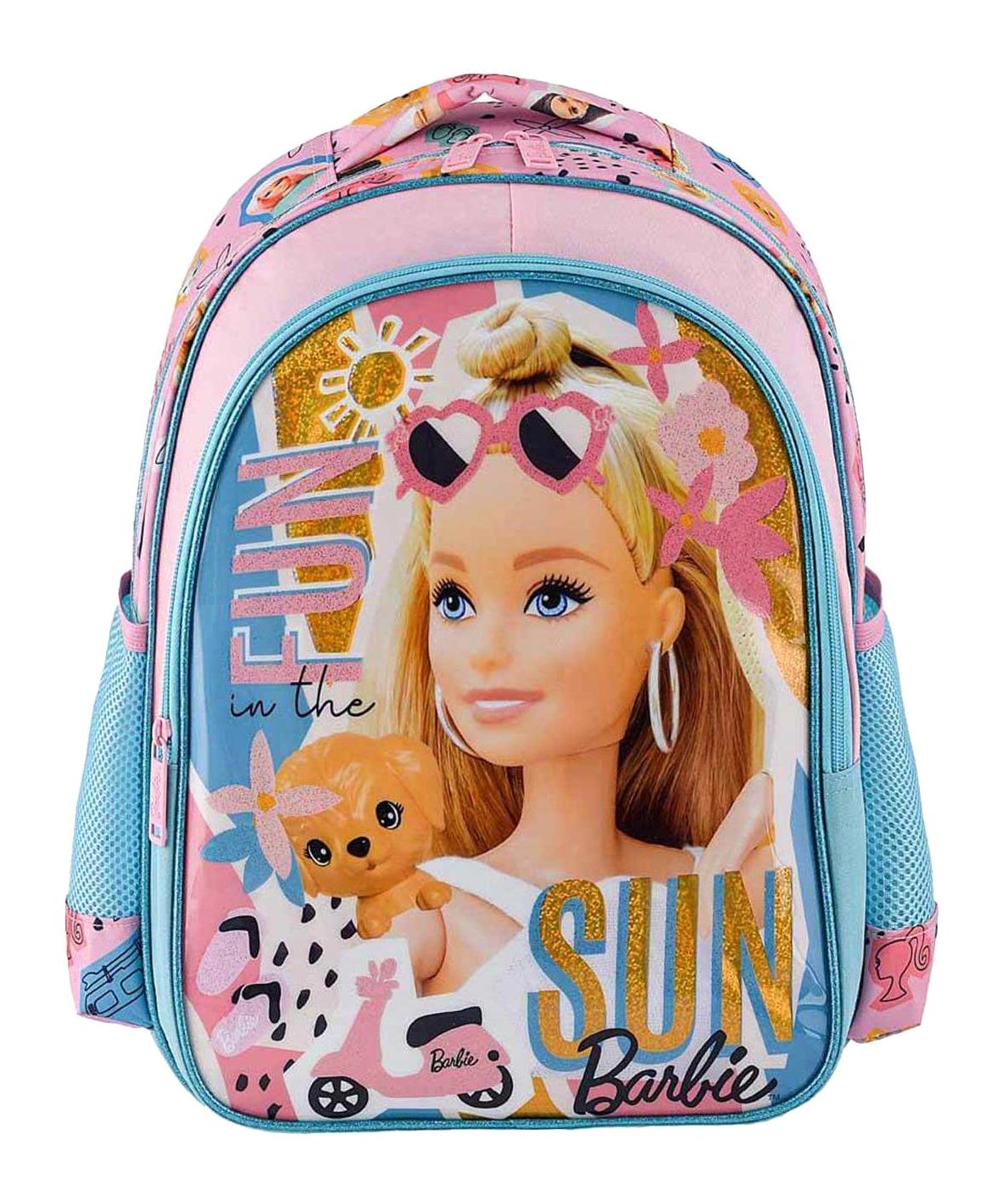 Frocx OTTO-41241 Barbie Mattel Su Geçirmez 2 Gözlü Pembe İlkokul Kız Çocuk Sırt Çantası