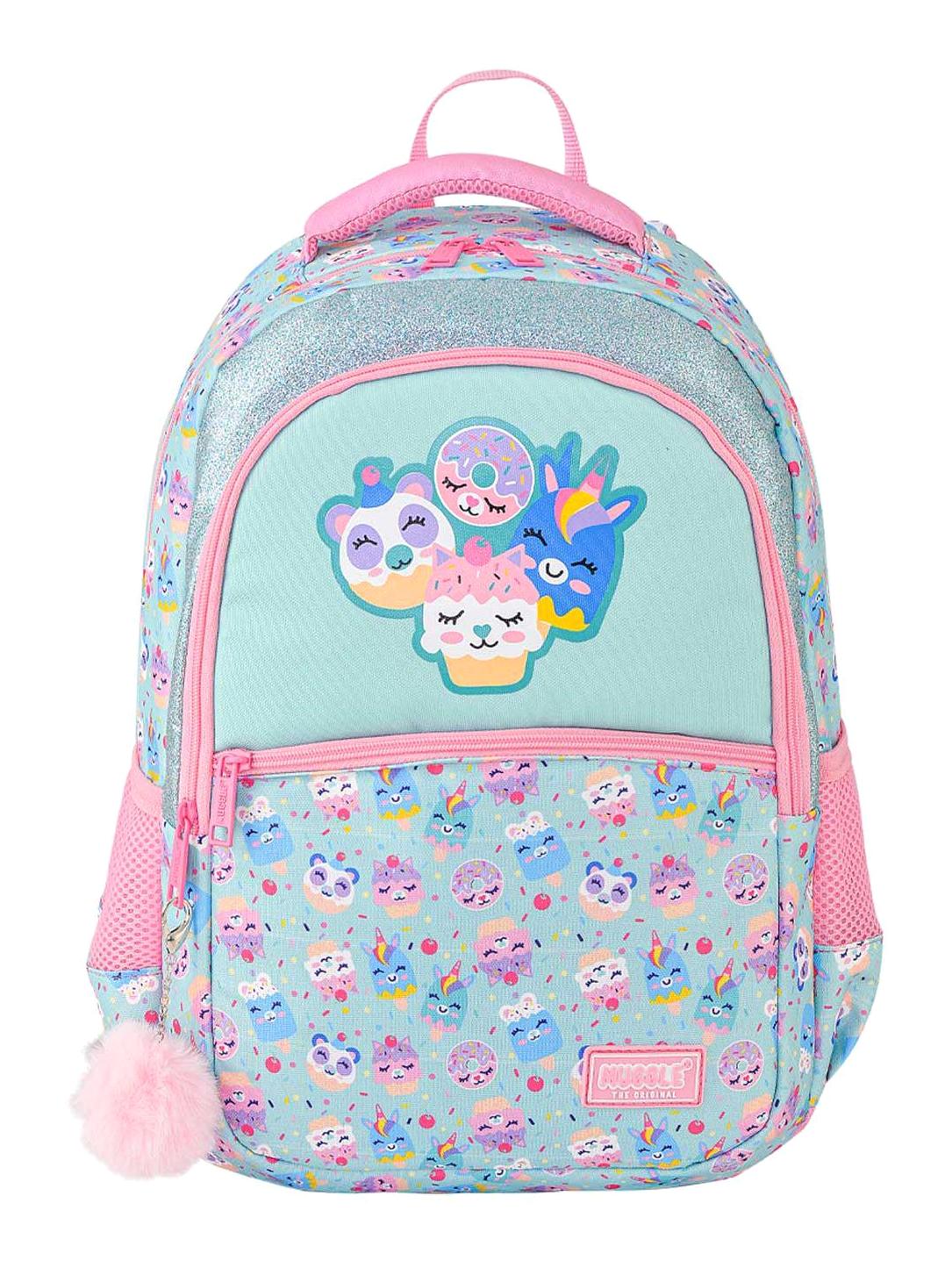 Muggle MU-8560 Hayvan Su Geçirmez 3 Gözlü Mavi-Pembe İlkokul Kız Çocuk Sırt Çantası