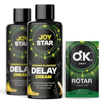 Okey Rötar Geciktiricili Prezervatif Tekli+Joystar Banana Flavored Geciktirici Etkili Delay Krem 2 Adet