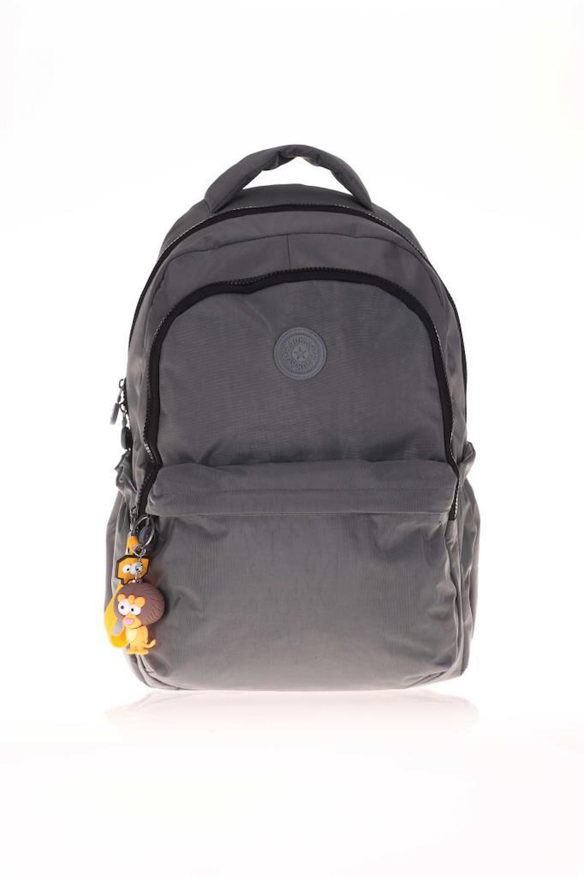 Kaukko K1439 3 Gözlü Gri Lise-Üniversite Unisex Sırt Çantası
