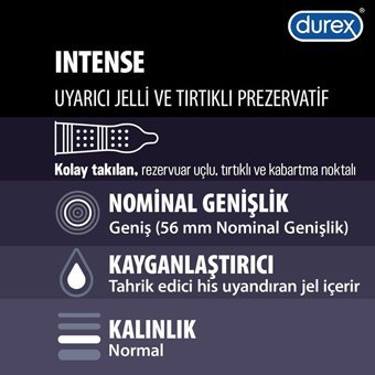 Durex Intense Tırtıklı Prezervatif 20'li+ Durex Intense Uyarıcı Jel 10 ml