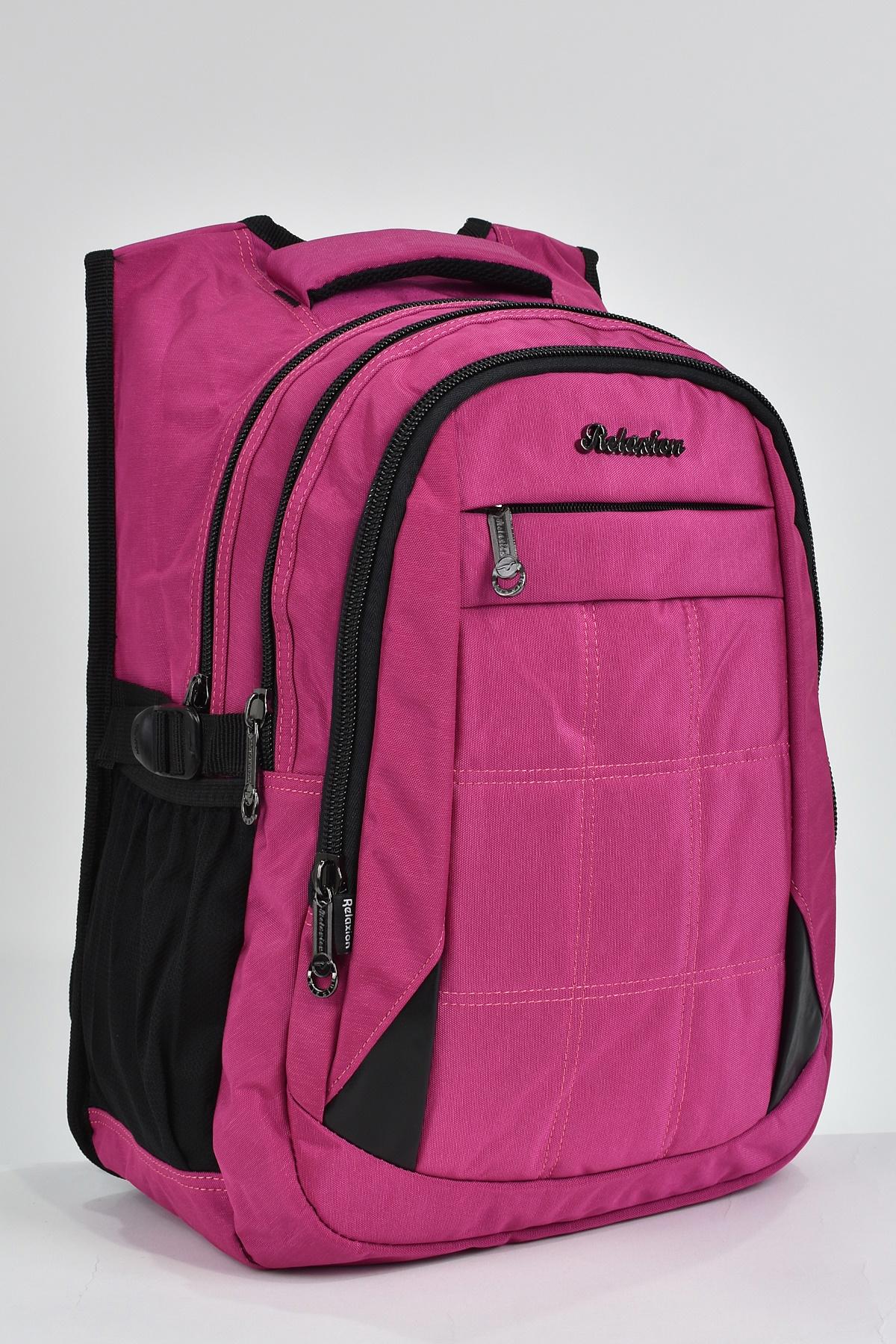 Elatae 2227 Su Geçirmez 4 Gözlü Pembe Lise-Üniversite Unisex Sırt Çantası