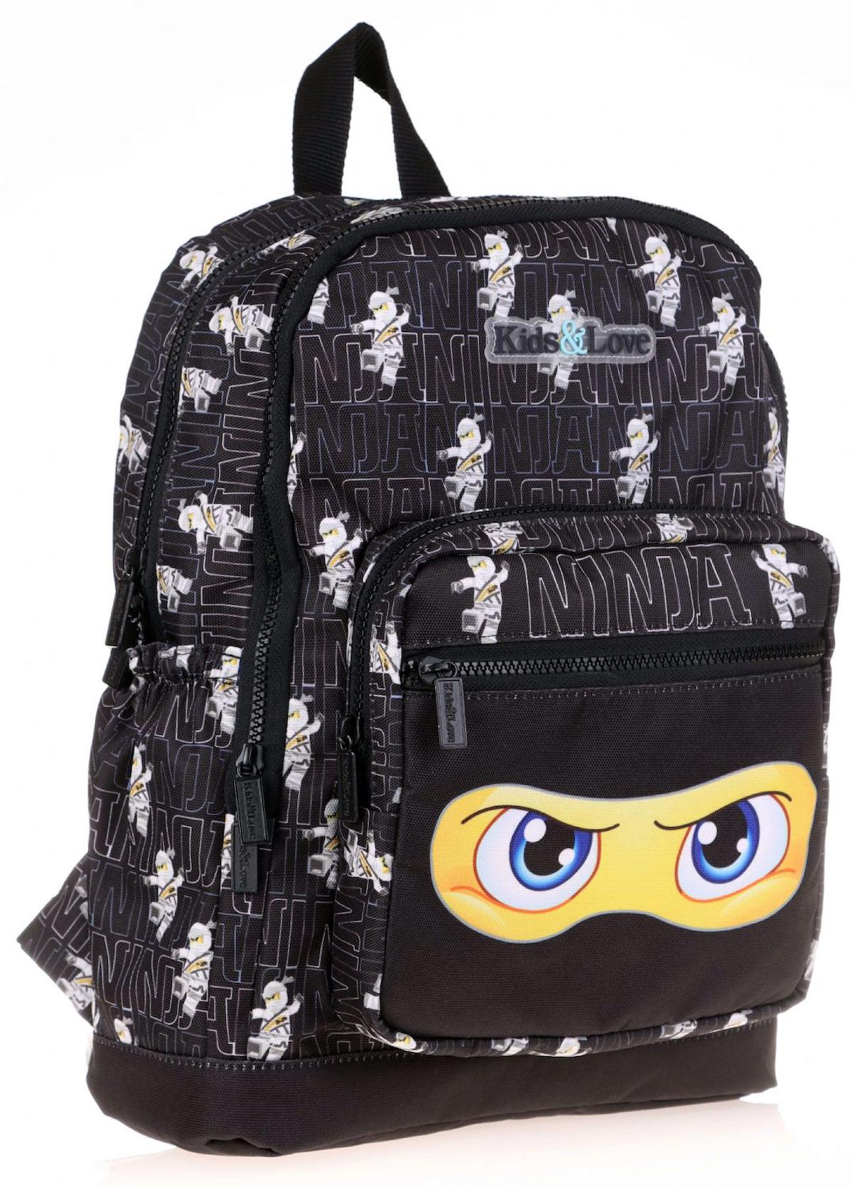 Kaukko Kids&Love Ninja 4 Gözlü Siyah İlkokul Erkek Çocuk Sırt Çantası