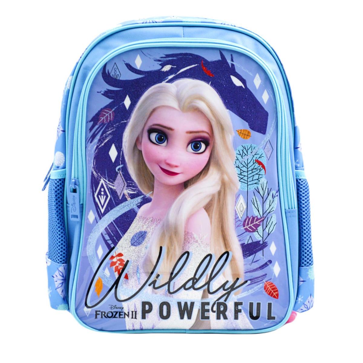 Frocx OTTO-48390 Elsa Frozen Su Geçirmez 2 Gözlü Mavi İlkokul Kız Çocuk Sırt Çantası