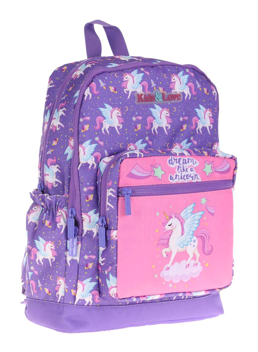Kaukko L5117 Unicorn Hayvan 4 Gözlü Lila İlkokul Kız Çocuk Sırt Çantası